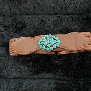 Brooch embellished stretch belt